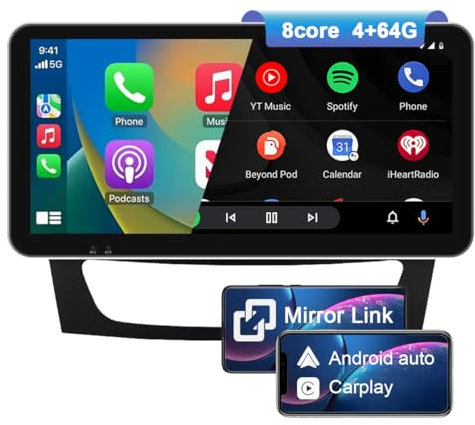 NIKOCENT 10,33 Zoll Autoradio für Mercedes Benz E-Klasse W211 E200 CLS-Klasse W219 mit CarPlay Android Auto, Doppel-DIN Autoradio Bluetooth/WiFi/GPS/FM/MirrorLink+Rückfahrkamera (4GB+64GB)
