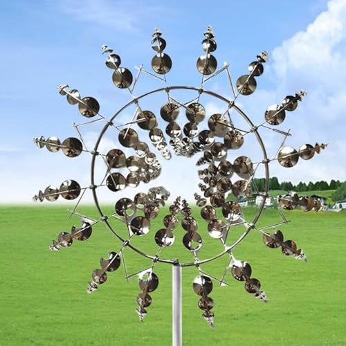 Metal Windmill, 3D Metal Windmill, Magic Windmill, Garden Metal 3D, Metal Windmill, Wind Powered Spinner Windmill Sculpture Yard Decor