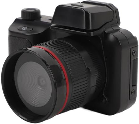Digitale DSLR Kamera, 1080P Digitale Spiegelreflexkamera mit HD 180 Grad Flip 2 Zoll Bildschirm, 4 Fach Zoom Retro Digitalvideokamera für Videofotografie Vlogging