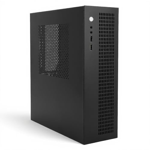 MATX ITX Mini PC Case, MATX Case Mini PC ITX Desktop Computer Case, Interfaccia USB 2.0 Doppia Ventola di Raffreddamento Supporto SSD HDD Piccolo Computer Case con Fori Riservati