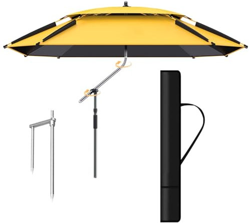 Ombrellone da pesca grande, parasole portatile Ombrellone da Balcone Esterno ombrellone pieghevole Regolabile a 360° parasole per giardino(220cm)