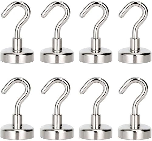Ganchos magnéticos, 8 Ganchos magnéticos, Imanes súper Fuertes con Ganchos, Ganchos magnéticos Extra Fuertes, Soporte magnético Grande para Uso en la Cocina