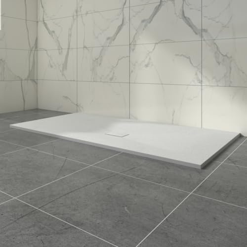 Aquariss SMC Anti Slip 2000 x 1000 mm Rectangular Wetroom Shower Tray White | Slate Effect Shower Enclosure Tray, for Bathroom Shower Door Enclosure, Walk In Shower Base, Slimline