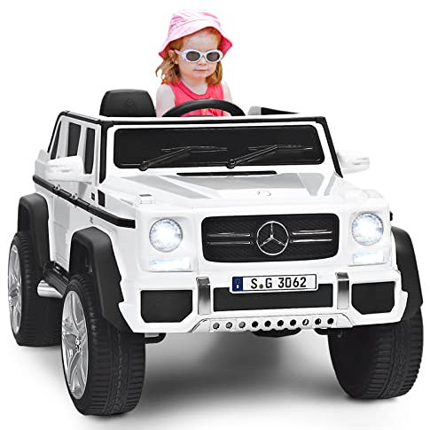 GOPLUS 12V Kinder Elektroauto Mercedes-Benz Maybach mit 2,4 Ghz Fernbedienung, Kinderfahrzeug mit Softstart, 2,5-5,5km/h, USB, MP3, LED-Licht, Sicherheitsgurt, für Kinder 3-8 Jahre alt (Weiß)