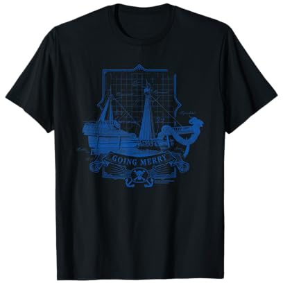 One Piece Going Merry Strohhut Piraten Blueprint T-Shirt