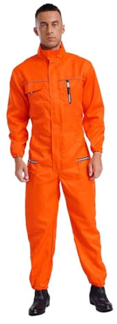 Jugaoge Unisex Coverall Damen Herren Arbeitsoverall Einteiler staubdichter Overall Jumpsuit Langarm Arbeitshemd und Lange Arbeitshose für Werkstattarbeiter, Sprühfarbe Orange L