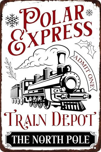 Polar Express Train Depot the North Pole Schild, Aluminium-Metallschild, 14 x 20 cm, Wanddekoration, für den Innen- und Außenbereich