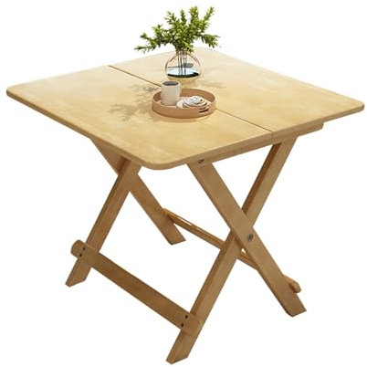 FAANAS Klapptisch aus Massivholz, Quadratischer Klappbarer Picknicktisch für den Außenbereich, Tragbarer & Leichter Kompakter Esstisch für Kleine Räume(90x90x75cm, Natural)