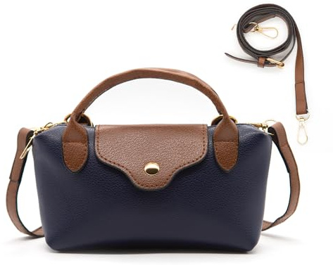 Long Keeper Mini Crossbody Bag Damen Kunstleder Umhängetasche Tote Kleine Schultertasche Leicht Tote Mini Shopper Tasche Handy Clutch Handtasche für Frauen (Dunkelblau)