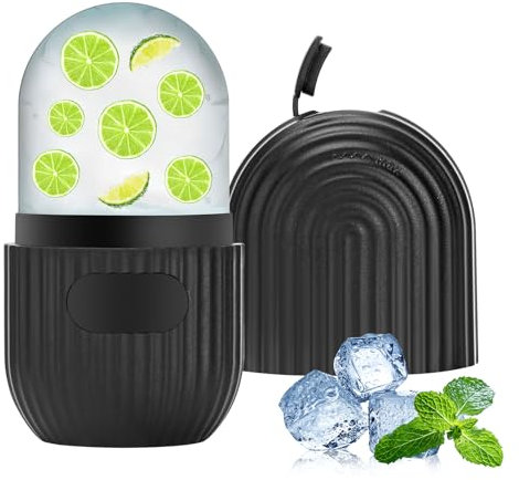 Ice Roller, Eisroller Gesicht, Silikon Eis Gesichtsroller, Ice Roller Gesicht,Wiederverwendbar Facial Ice Face Roller für Pore Verkleinern, Falten Aufhellen, Hautpflege(Schwarz)
