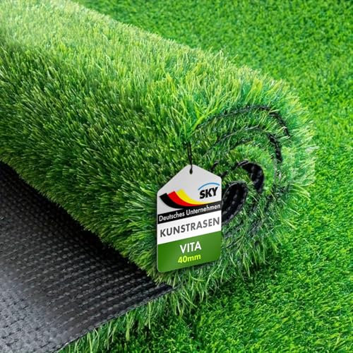 KARAT Sky Kunstrasen 200x300 - Höhe 40mm - Outdoor Rasenteppich Meterware - Grasteppich - Rollrasen - Kunststoffrasen - Rasen für Balkon & Garten Rasen Teppichboden für Außen nach Maß, Vita