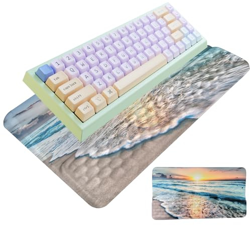 Computer Keyboard Stand Pad with Wrist Rest Easy Typing Wrist Rest Support with Comfortable Wrist Pad Ergonomic Tilted Keyboard Riser Holder for Desktop Office Home School Ocean Beach