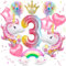 12 Stück Rosa Luftballon Einhorn Geburtstagsdeko 3 Jahre Mädchen Runde Folienballon Einhorn Kindergeburtstag Party Deko Mit Krone/Regenbogen/Stern/Herz/Band/Zahl Für Einhorn Thema Festival Party