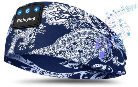 flintronic Schlafkopfhörer Bluetooth, Kabellose Schlaf Kopfhörer mit HD Stereo Lautsprecher für Männer/Frauen, Stirnband Bluetooth Kopfhörer zum Schlafen, Schlaflosigkeit, Sport(Marineblau)