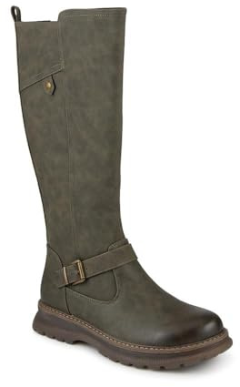 Pavers Casual Wedge Heel Long Boots - Khaki Size 5