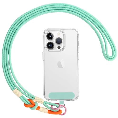Coiwxmoi Cordino per Cellulare Universale Tracolla per Cellulare,Rimovibile Cordino da Collo Nylon Catena Collana Tracolla con Toppa di Fissaggio,Adatto a Tutti Gli Smartphone,Verde