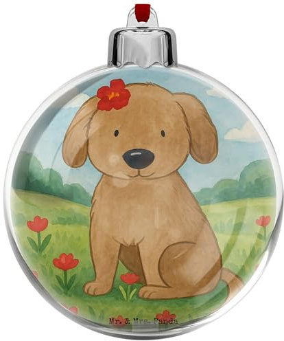 Mr. & Mrs. Panda weihnachtshänger Hund Dame Design - Geschenk, Plastik Weihnachtskugel, Schmuckkugel, christbaumkugeln, Liebenswert, Frauchen, Hunde, Sprüche, weihnachtskugeln, Liebe, Flauschig