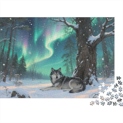 70x50cm/1000pcsPuzzles,für Erwachsene Und Teenager Nordlichter,Wolf im Schneewald