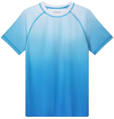 Runhit UPF 50+ UV Shirt Kinder Kurzarm, Atmungsaktives Badeshirt Schwimmshirt mit Rundhals, Schnelltrocknendes Rashguard Top für Strand Wassersport Outdoor