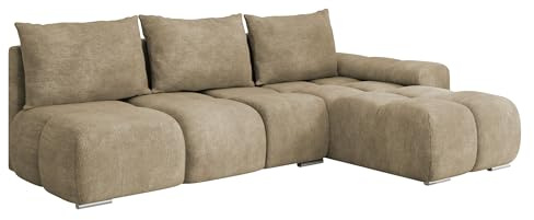 Mirjan24 Ecksofa Bukirt mit Bettkasten, 3 Sitzer L-Form Sofa mit Schlaffunktion, Eckcouch für Wohnzimmer, Couch mit Bettfunktion (Lumo 30, Seite: Rechts)