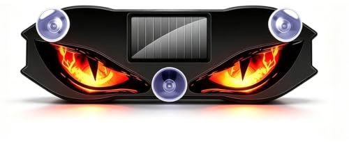 Solar Demon Eye Led Car Window Light, for Cars, SUV, Truck, Rv | LED Eyes for Car Windshield, High-Intensity LEDs No Drill, Solar & Type-C Charging, for Car Windshield Rear Window，Red