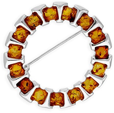 Sterling Silver & Amber Wreath Brooch