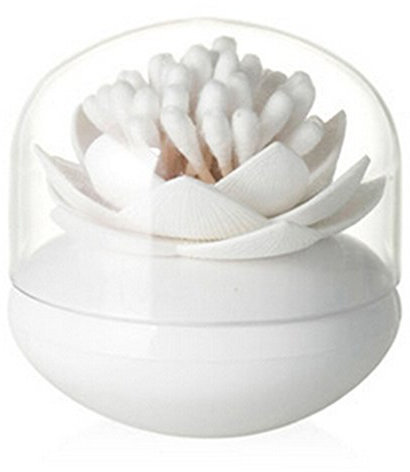 Gemini_Mall® - Organizer per cotton-fioc, da bagno, a forma di fiore di loto, plastica, White, taglia unica
