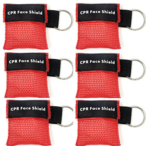 Lifesport Beatmungsmaske, 6 Stücke CPR Maske Schlüsselbund Ring Rescue Face Shields Emergency Kit Bea (Rot)