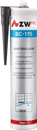 ZWpro BC-195 Sanitärsilikon, für innen und außen, Farbe: grau, Inhalt: 310 ml