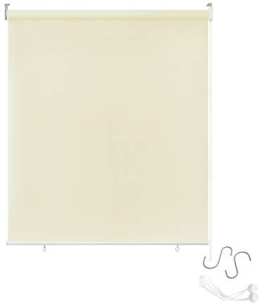 AUFUN Außenrollo Balkon Outdoor Rollo Wetterfest 100 x 140 cm Outdoorrollo Sonnenschutz Balkonrollo UV Schutz, Reflektierende Thermofunktion für Fenster & Türen, Beige