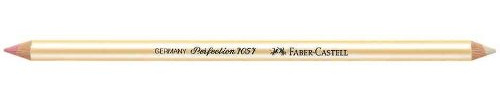 FABER-CASTELL Perfection Eraser Pen 7057 Wood Edged Red / White Barrel Colour White / Yellow (Pack of 12) You will receive 1 Pack of 12