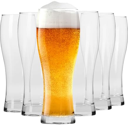 Krosno Chill Beer Glasses Set of 6 – 16.9 oz Pint Glasses (21.3 oz Total), Tall Beer Glasses for Lager, IPA, APA & Craft Beer, Clear Drinking Glasses, Dishwasher Safe, Made in Europe