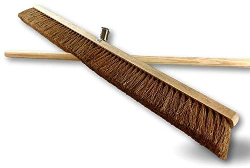 Balai d'atelier Type cantonnier | Lot de 10 | Piste Extérieur | Longueur 100 cm | Garnissage Brosse Fibre Coco Naturel | Semelle Bois | Douille métal boulonnée Ø 28 mm | avec Manche | Kibros 2090Mx10