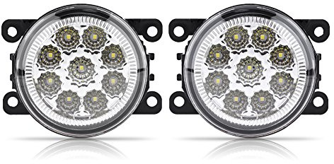 Yctze Feux antibrouillard avant Phare Antibrouillard LED 9 LED de Voiture Avant rond Feu Antibrouillard DRL Feux de Jour Haute