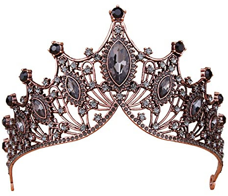 Kronen für Frauen, Vofler Schwarz Tiaras - Barock Hexe Böse Königin Kostüm Mittelalter Renaissance Kristall Stirnband für Braut Prinzessin Mädchen Geburtstag Cosplay Party Hochzeit Prom Festzug