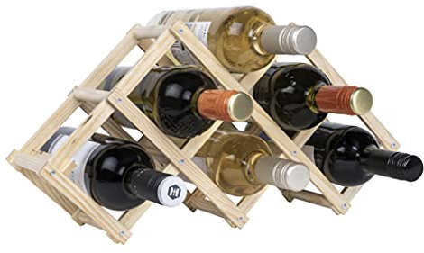 QUVIO Weinregal - Weinregal Holz - Weinregal liegend - Weinregal - 6 Flaschen - klappbar
