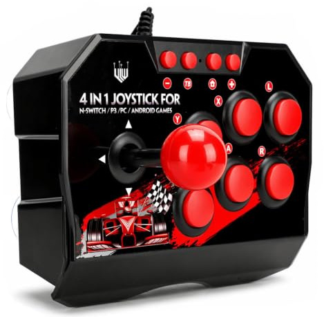 Wired Arcade Joystick, Plug & Play USB Fighting Stick, Nostalgic Arcade Games Accessory, Suitable for PS3/Switch/PC