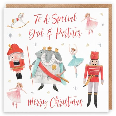 Hunts England Weihnachtskarte für Vater und Partner, Aufschrift To A Special Dad & Partner, Merry Christmas, Nussknacker-Kollektion