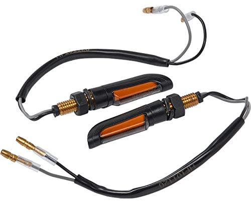 Hashiru Motorrad Blinker E geprüft LED Blinkerpaar ST42 M8 COB 12V schwarz, getöntes Glas, Unisex, Multipurpose, Ganzjährig, Kunststoff