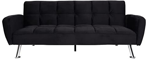 Mendler Sofa HWC-K19, Couch Schlafsofa Gästebett Bettsofa Klappsofa, Nosagfederung Schlaffunktion 203cm - Samt schwarz