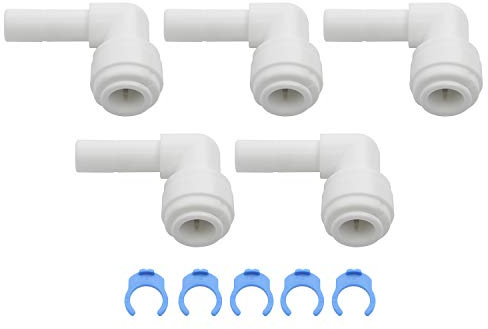 Pxyelec 5 Stück 3/8 Zoll Stecker auf 3/8 Zoll Typ L OD Tube Quick Connect Fitting Adapter Wasserfilter Fitting für RO Umkehrosmoseanlage