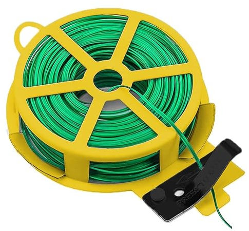 VIRSUS Filo per Piante con Dispenser, Gabbietta Filo di Ferro con Protezione in plastica Verde, Filo Morbido Cravatta da Giardinaggio, per Rami, steli, Legatutto con Torsione (30 Mt)