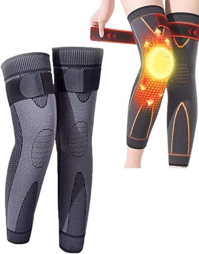KNEECA Tourmaline Acupressure Selfheating Knee Sleeve,Der Gestrickte Verlängerte Sportknieschützer,Selbstheizende Knieschoner Knie,Warme Knieschoner,Kniebandage für Männer und Frauen (Schwarz, XXL)