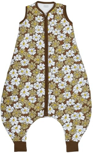 Meyco Baby Vintage Flower Schlafoverall Jumper, gefüttert (aus 100% Baumwolle, mit Rundum-Reißverschluss, hautfreundlich, Faltenresistent, perfekte Passform, Größe: 92 cm), Schokolade