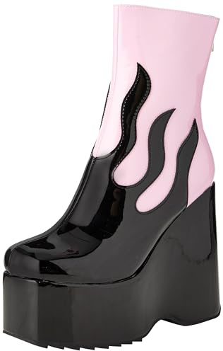 LAMODA Solitudine, Stivaletto Donna, Vernice Rosa Fiamma Nera, 38 EU