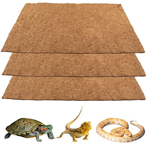 Reptile Carpet Coconut Fiber, 3 Rolls 50 * 30cm/19.7 x 11.8 Natural Reptile Carpet Terrarium Liner Bedding Reptile Substrate Mat Supplies for Bearded Dragon Leopard Gecko Iguana Lizard Snake Turtle