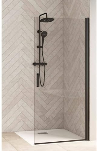 KINEDO Paroi de Douche Fixe 198,3 X 100 Smart Design Solo profilé Noir Verre Transparent