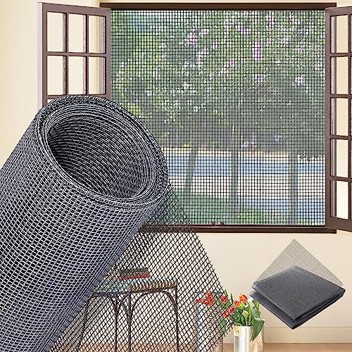 Moustiquaire de Fenêtre 100x200cm, Moustiquaire Anti Griffe Chat Super Durable Ajustable Filet écran Insecte pour Porte Rideaux Fenêtres, Gris
