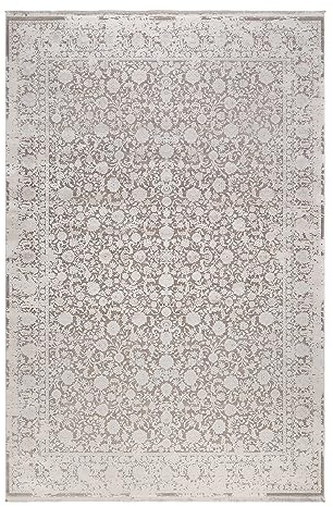 Wecon Home Florida gewebter Kurzflorteppich, 120 x 170 cm, weiß | moderner Teppich gewebt im edlen Vintage Look für Wohnzimmer, Schlafzimmer und Arbeitszimmer