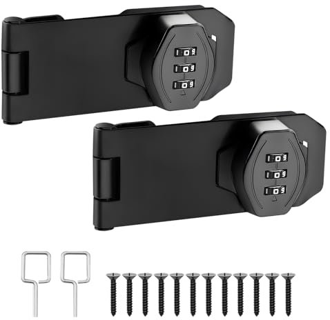 Verrou Porte, 2 Pièces Serrure Porte,156 mm Fermeture Porte Verrouillable, Targette de Porte avec Code Numérique, Verrou À Loquet pour Verrouiller les Portes, les Armoires et les Boîtes, jardin